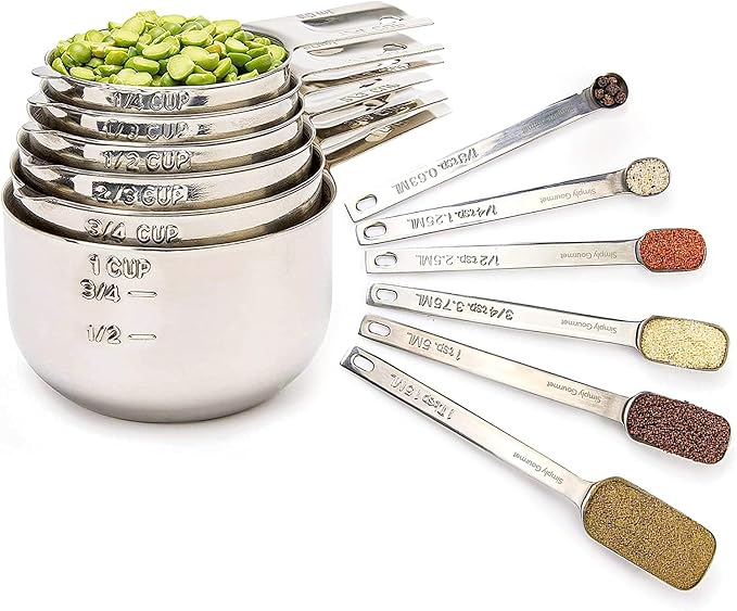 Simply Gourmet Measuring Cups and Spoons Set of 12 – Stainless Steel Kitchen by SimplyGourmet