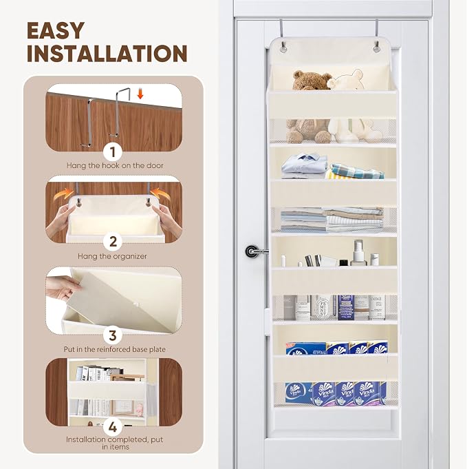 QINGUANG Over The Door Organizer, Hanging Organization and Storage, Behind Door - Image 6