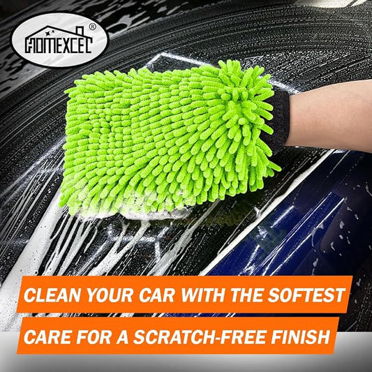 HOMEXCEL Car Wash Mitt, 2PK Chenille Microfiber Wash Mitt, Scratch-Free & - Image 2