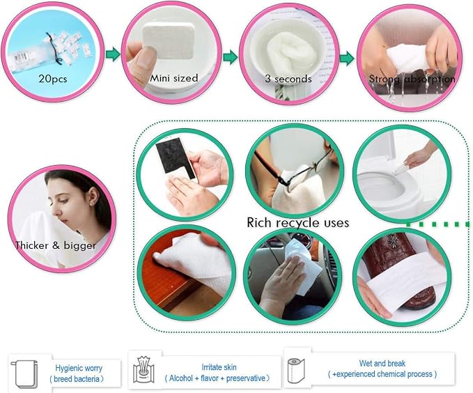 Premium Compressed Towel Tablet, Essential Face Washcloths - Image 7