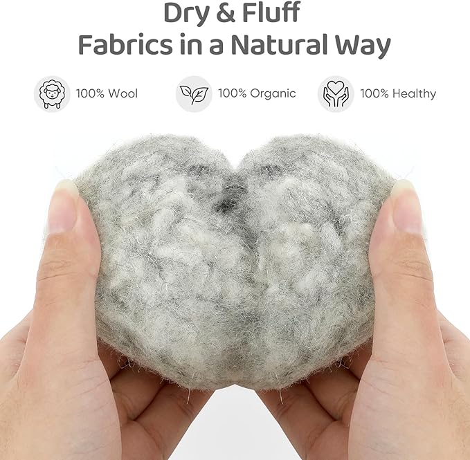 Wool Dryer Balls 6 Pack, Natural Fabric Softener, Dryer Balls Laundry Reusable - Image 4