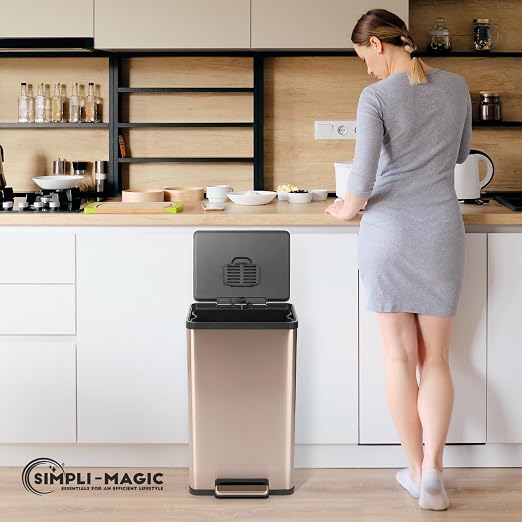 SIMPLI-MAGIC 13.2 Gallon Step Trash Can – Kitchen Garbage Can - Image 7