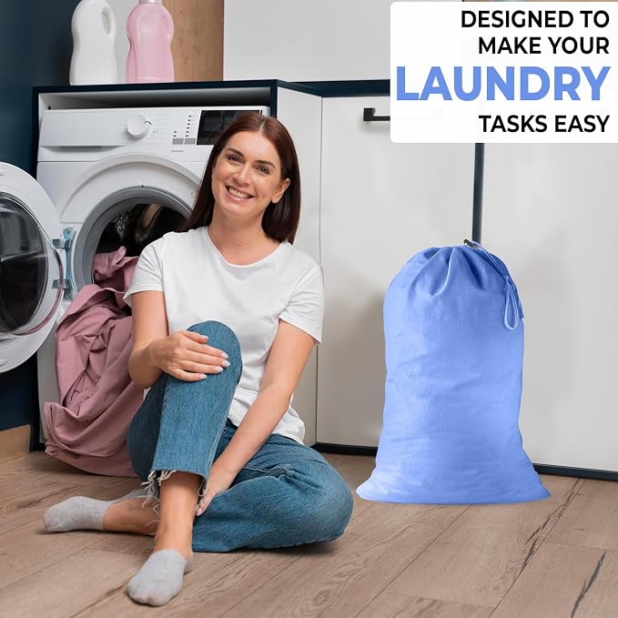 2 Pack - Extra Large Cotton Laundry Bag, Heavy Duty Large Laundry Bags 24 x 36 - Image 2