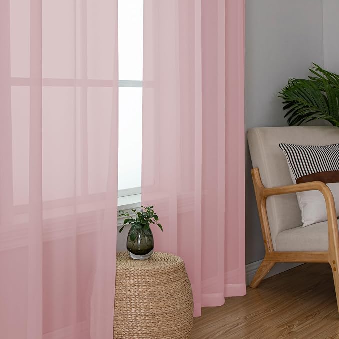 Chyhomenyc Sheer Curtains 72 Inch Length 2 Panels, Light Filtering Top Dual Rod - Image 5