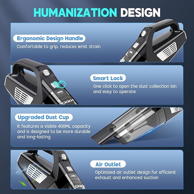 Handheld Vacuum Cordless, 15000PA Strong Suction Hand Held Car Vacuum Cleaner - Image 5
