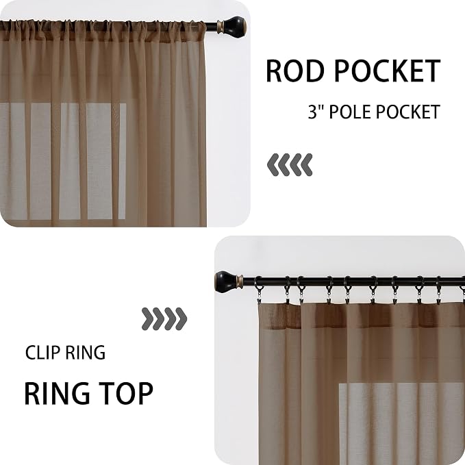 Tollpiz Sheer Door Curtains Closet Linen Textured Curtains Sheer Doorway Light - Image 5