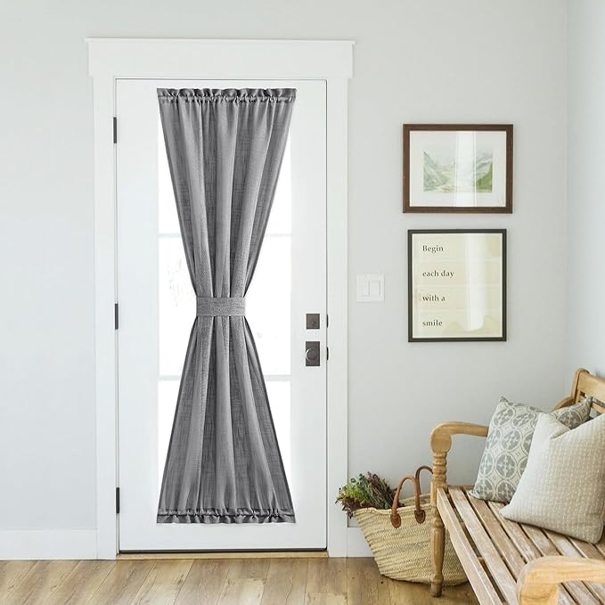 NICETOWN Flax Linen Sheer Door Curtains Privacy French Curtain Light Filgtering by NICETOWN