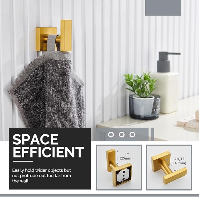 Angle Simple Towel Hook for Bathroom, SUS 304 Stainless Steel Robe Coat Hook - Image 3
