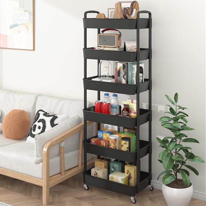 Sywhitta 6-Tier Plastic Rolling Utility Cart - Image 4