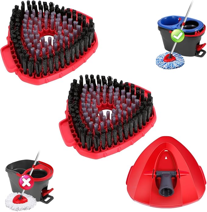 2 Pcs Full-Coverage Spin Mop Scrub Brush Heads and 1 Mop Base Part Replacement by WaIEJiemiHome