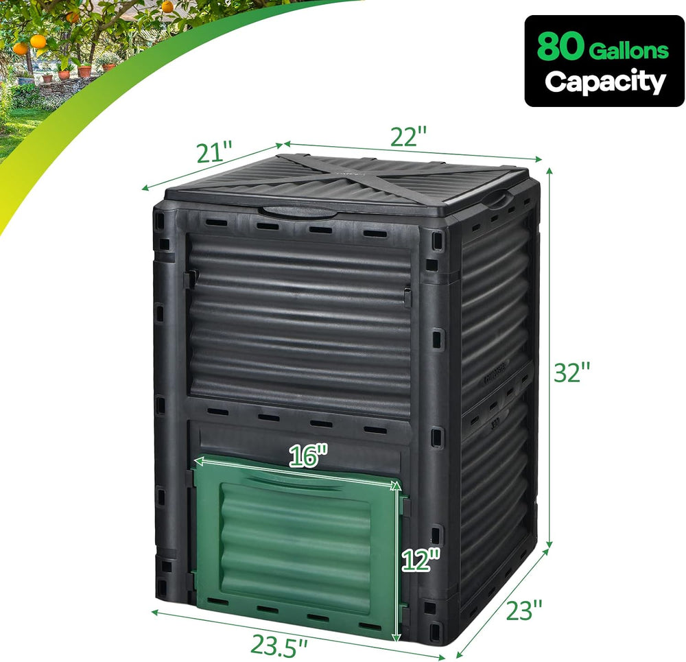 Goplus Compost Bin, 80 Gallon (300 L) Large Outdoor Composting Box w/Top Flip...