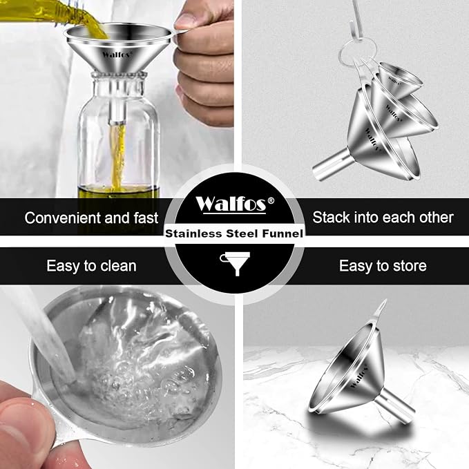 WALFOS Mini Stainless Steel Funnels, - Image 6