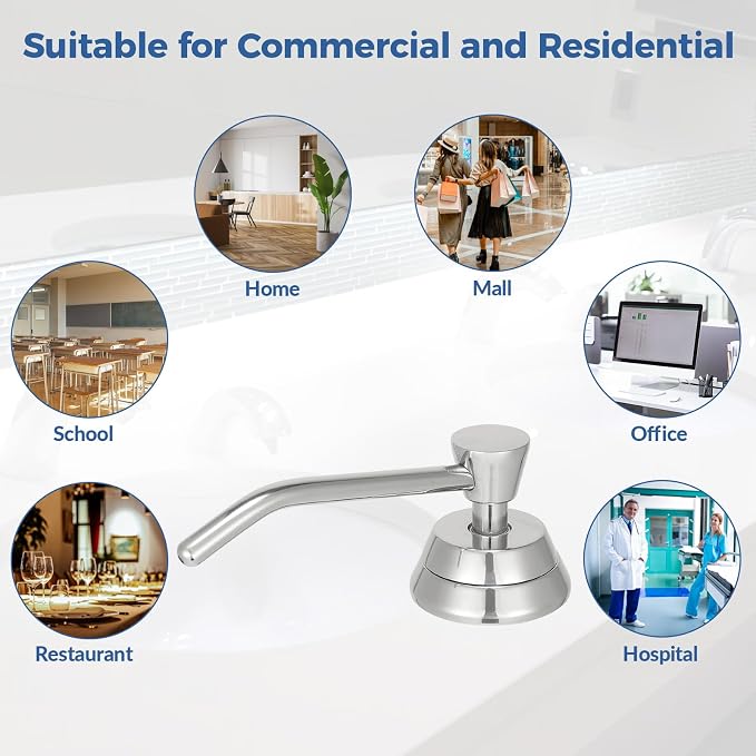Heavy Duty Brass Countertop Liquid Soap Dispenser, Commercial Grade Top Fill - Image 7