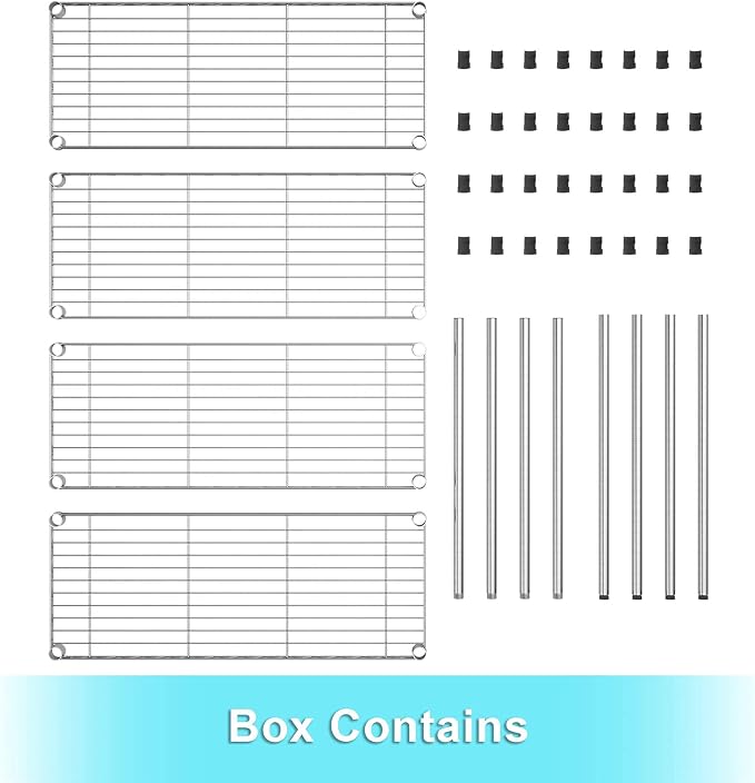 Auslar 4-Shelf Storage Wire Shelves Heavy Duty 4 Tiers Standing Shelving Units - Image 7