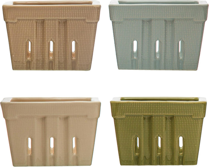 Creative Co-Op Stoneware Berry Baskets, Set of 4 Colors
