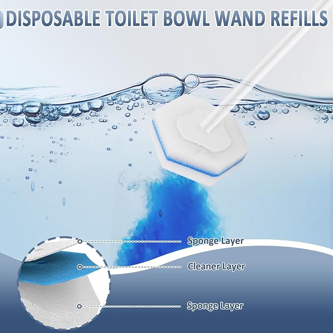 Disposable Toilet Bowl Wand Refills, Toilet Cleaner Refill Pads Compatible - Image 7