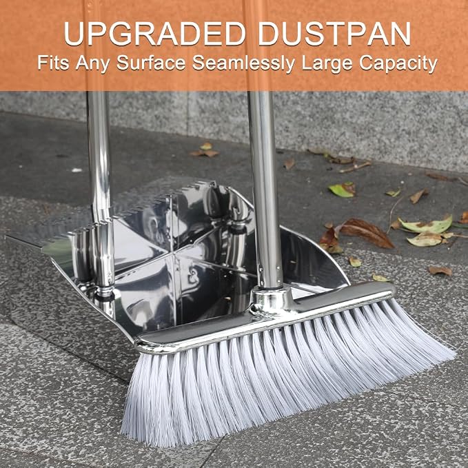 Broom and Dustpan Set, Soft Bristles Indoor Kitchen Broom - Image 3