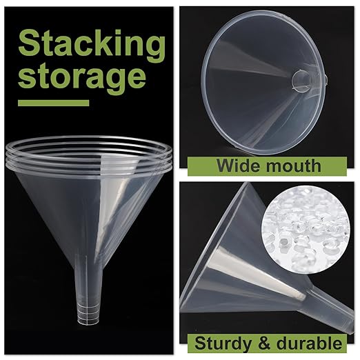 6 Pack Plastic Funnels, 4.6 Inch Multi-Purpose Clear Plastic Funnels - Image 3