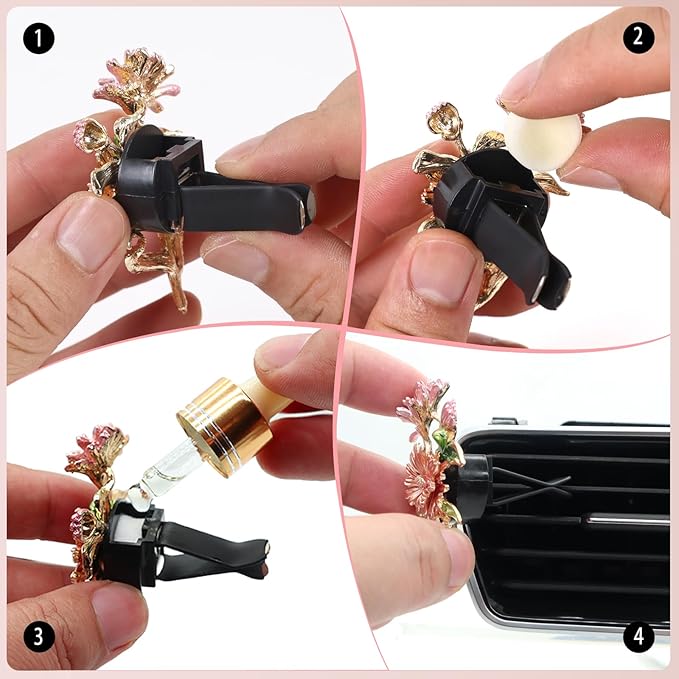 6pcs Flowers Car Decor, Cute Car Air Freshener Vent Clips, 3cm/2.7cm Refillable - Image 9