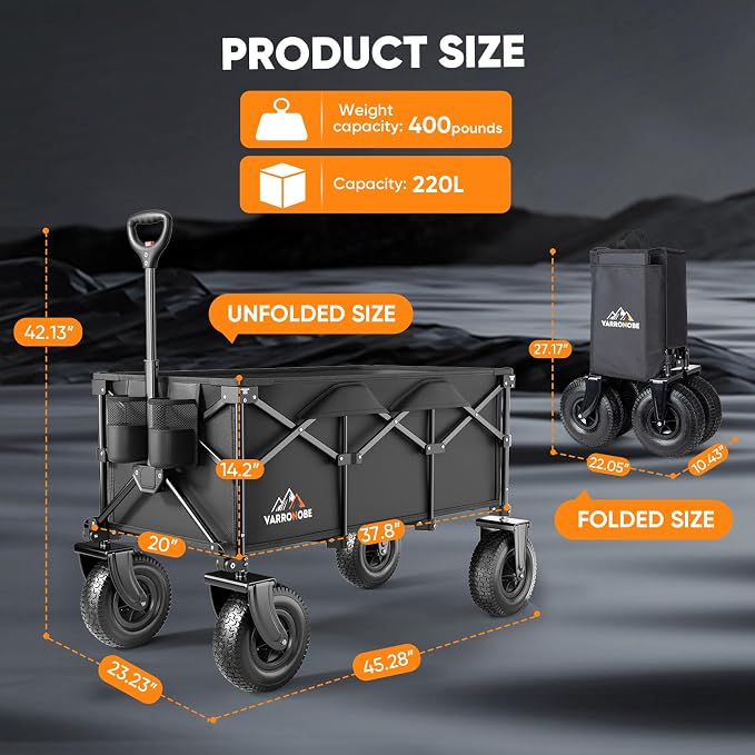 Beach Wagon with 10x3.5 Big Rubber Wheels - Image 2