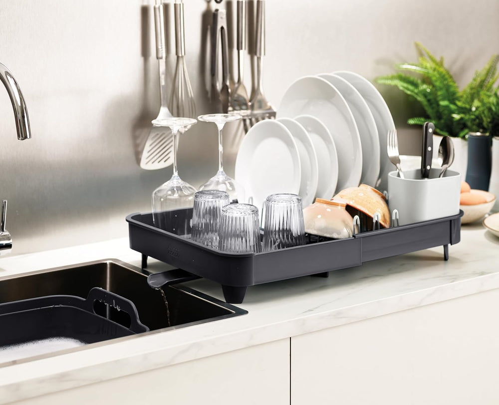 Joseph Joseph Extendable Dish Drying Rack with Expanding Dual Parts, Non-Scra...