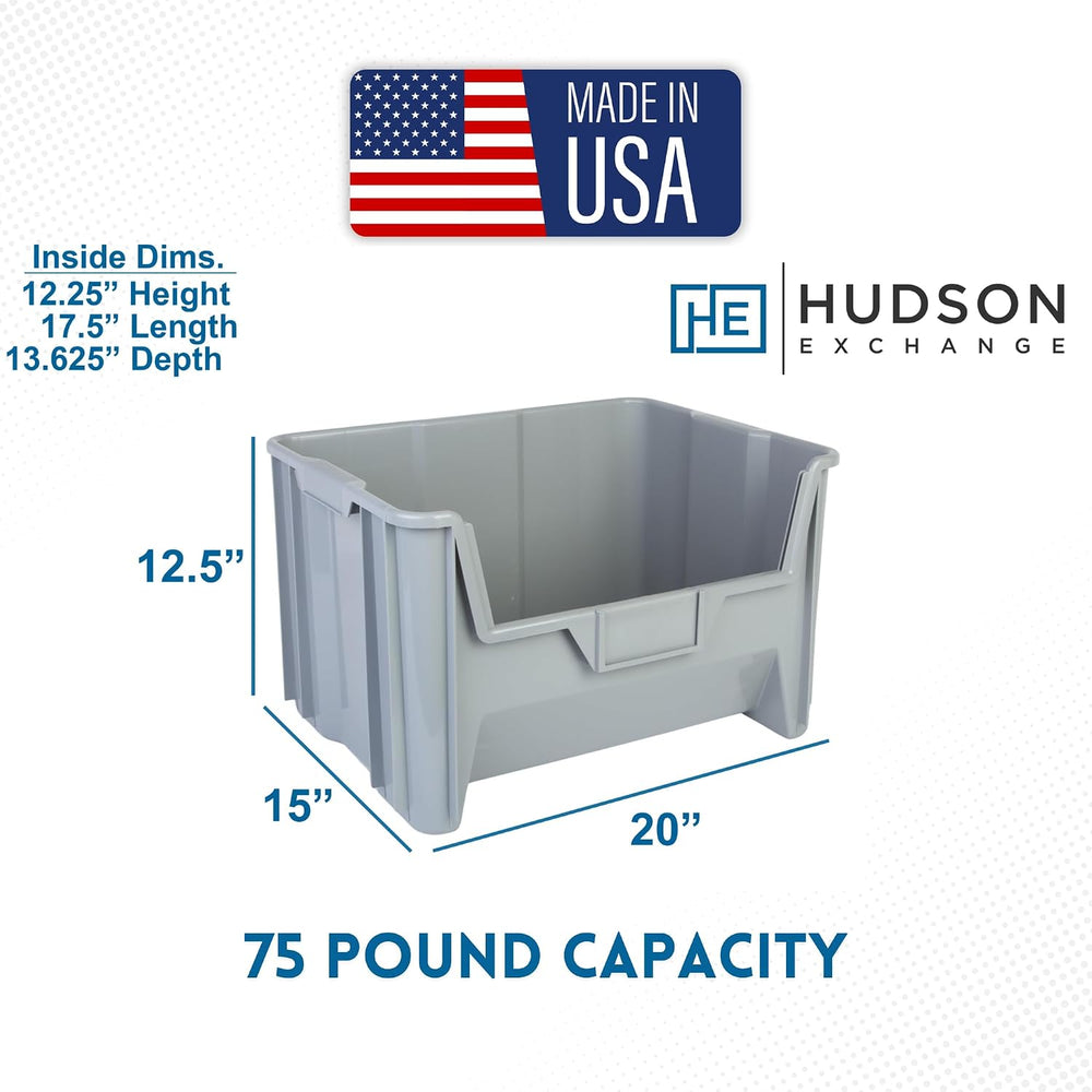 HE HUDSON EXCHANGE 20" x 15" x 12.5" (3 Pack) Plastic Giant St...