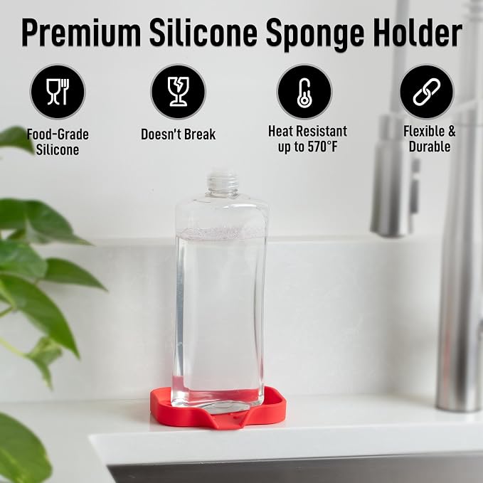 Zulay Kitchen Small Silicone Sponge Holder – Space-Saving Sink Organizer Tray - Image 2