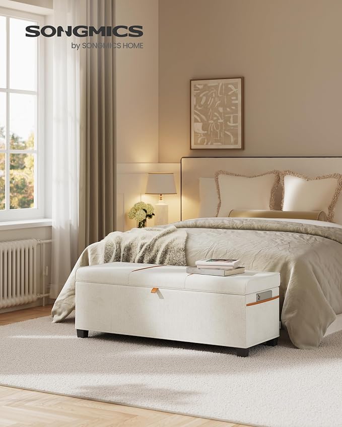 SONGMICS Storage Ottoman Bench, Storage Chest, 15.7 x 43.3 x 15.7 Inches - Image 2