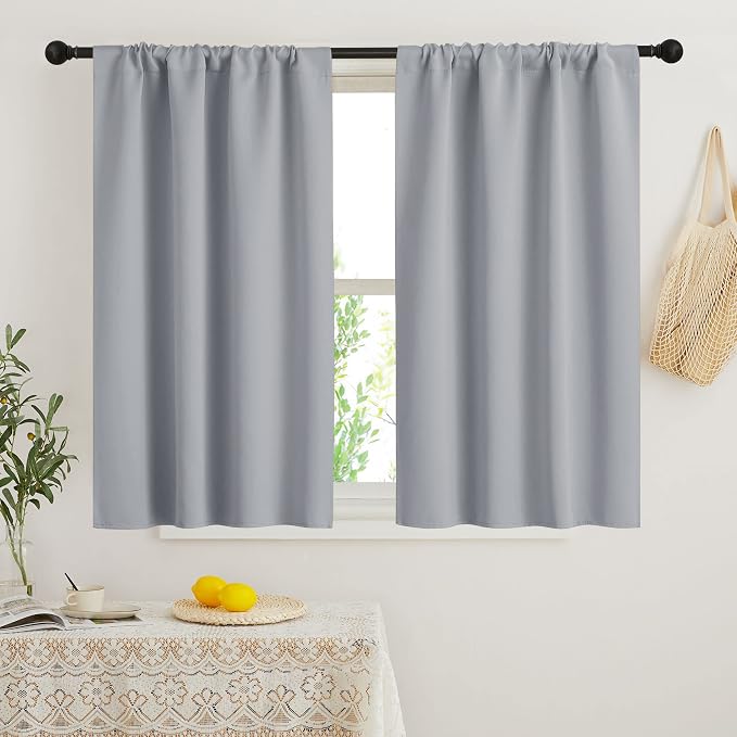 RYB HOME Kitchen Curtains 45 inch Length 2 Panels Set, Privacy Assured Drapes by RYBHOME