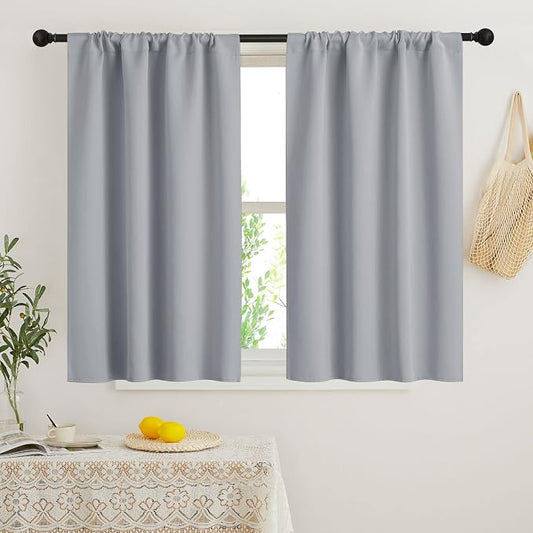 RYB HOME Kitchen Curtains 45 inch Length 2 Panels Set, Privacy Assured Drapes by RYBHOME