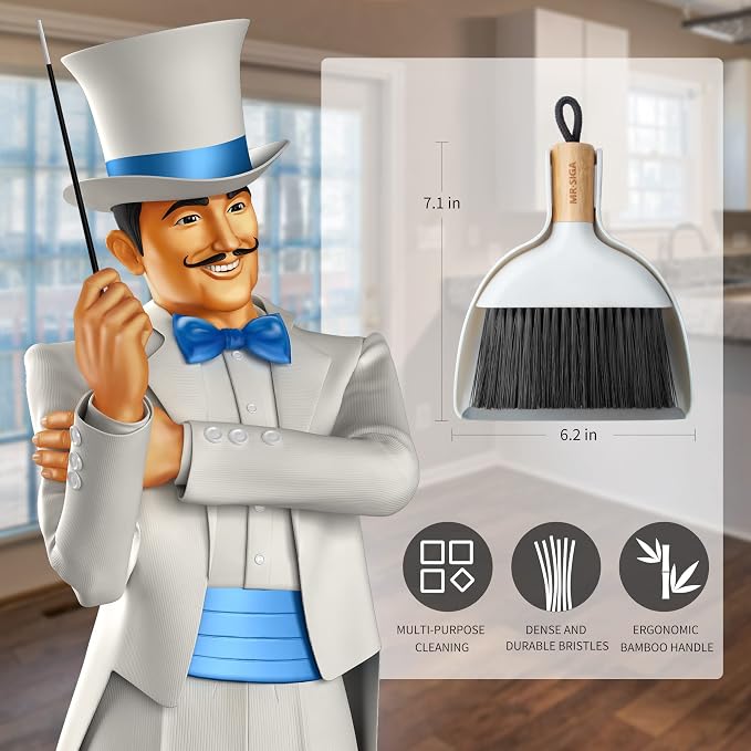 MR.SIGA Mini Dustpan and Brush Set, Portable Cleaning Brush and Dustpan Combo - Image 2