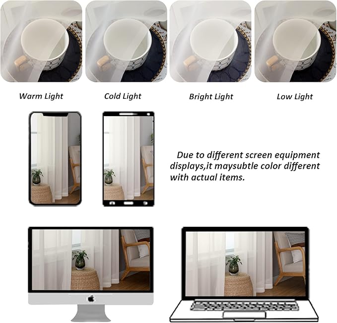 Chyhomenyc Ivory Sheer Curtains 84 Inches Long 2 Panels, Light Filtering Ivory - Image 4