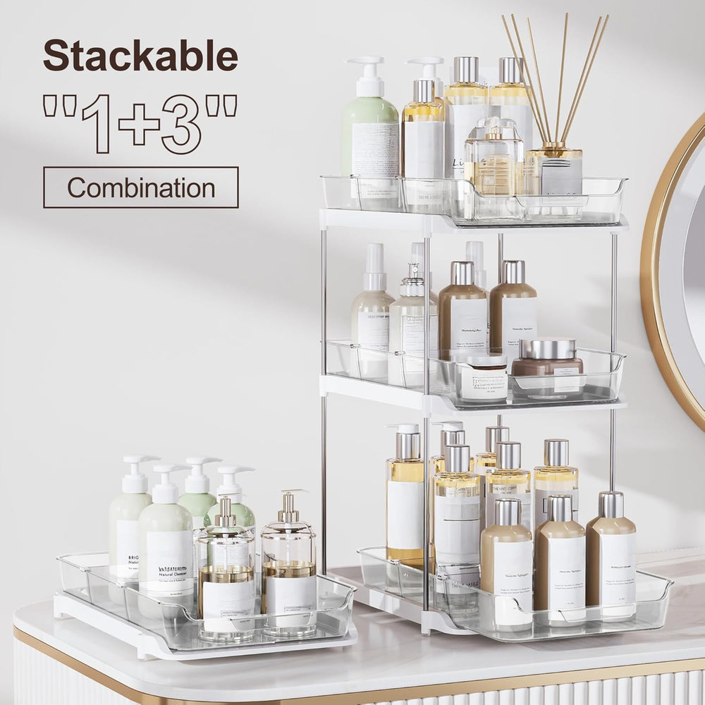 Delamu 2-Tier Multi-Purpose Bathroom Under Sink Organizers and Storage, Stack...