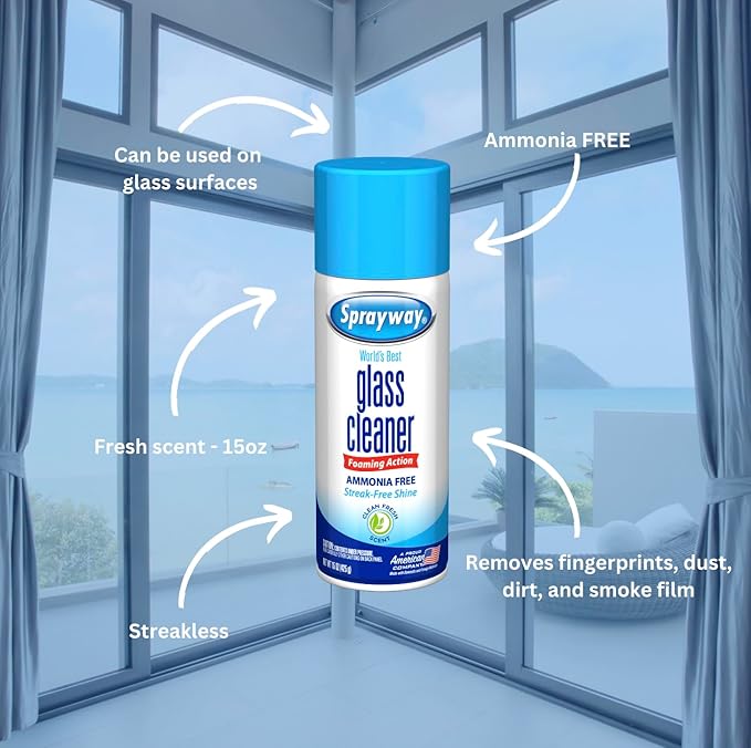 Sprayway Glass Cleaner Foaming Aerosol Spray, Streakless, Fast-Acting | Cleans - Image 3