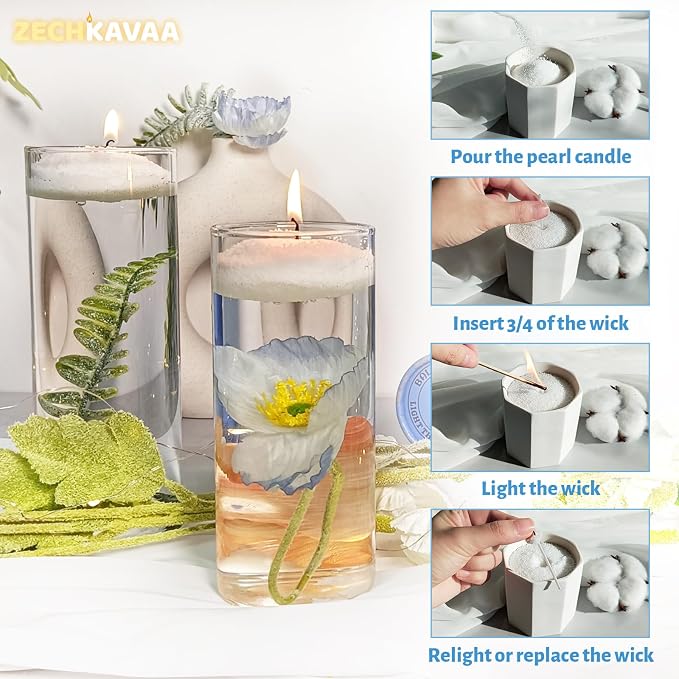 Sandalwood Scented White Pearled Candle 18oz Luxury Sand Candle Granulated Wax - Image 6