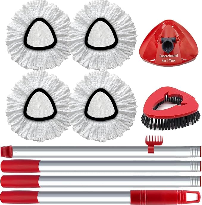4 Pack Spin Mop Replacement Head Compatible by SuperAbound