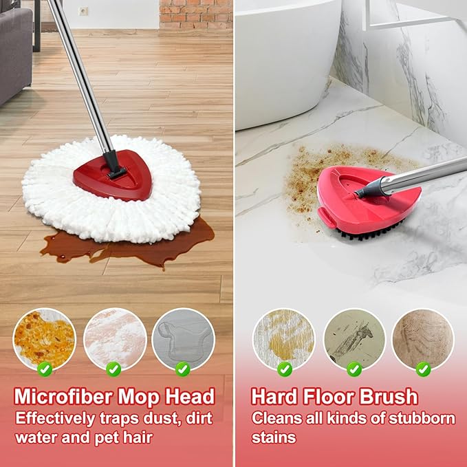 Spin Mop Handle Mop Heads Mop Base Mop Scruby Brush Replacement Sets Combo - Image 5