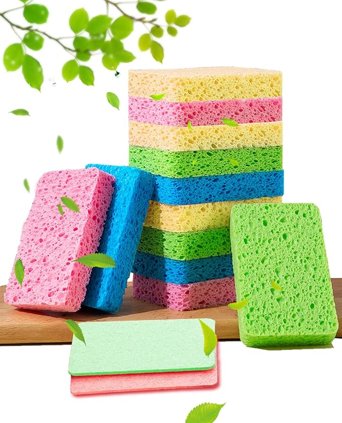 METUUTER 12-Count Kitchen Sponges- Compressed Cellulose Sponges Non-Scratch by METUUTER