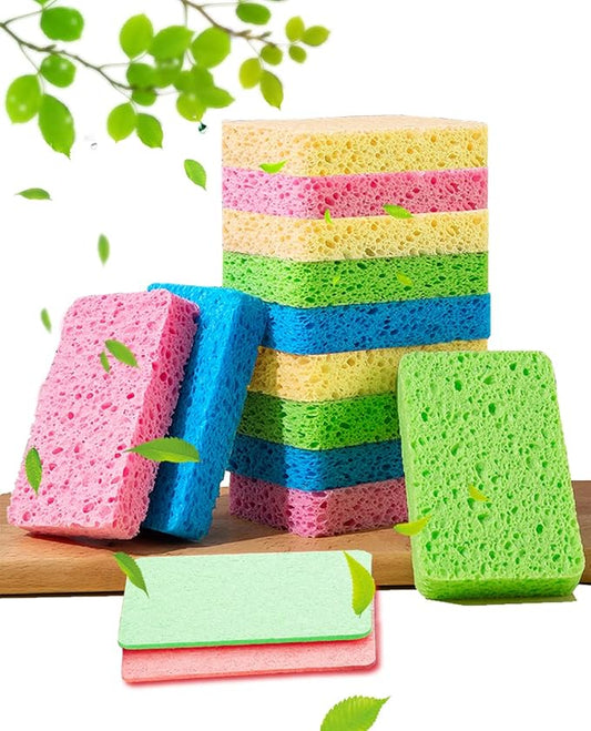 METUUTER 12-Count Kitchen Sponges- Compressed Cellulose Sponges Non-Scratch by METUUTER