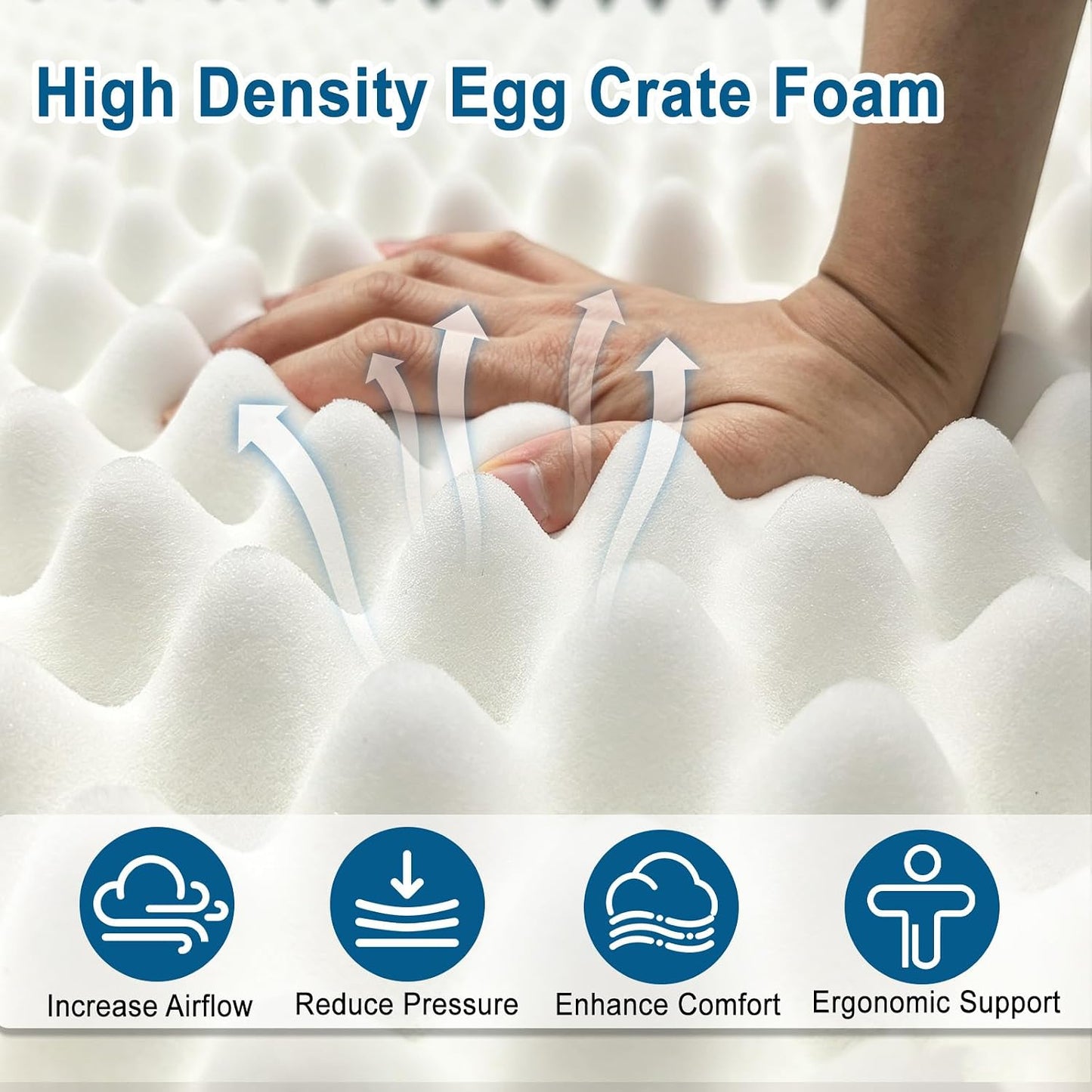 71 x 27.5 x 3 Inch Egg Crate Foam Sofa Topper, Thick Couch Topper Cushion with Triple-Sided Extended Flaps & Washable Cover, Non-Slip High-Density Foam Pad for Living Room & RV