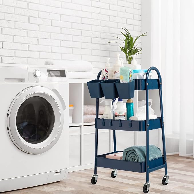danpinera 3-Tier Rolling Cart, Metal Rolling Storage Cart - Image 7