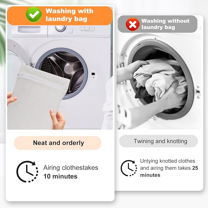 4-Piece White Medium Durable Organic Cotton Mesh Laundry Bags - Image 2
