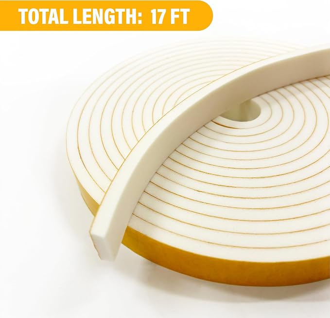 Weather Stripping Foam Tape, 17 Ft Door Seal Strip, EVA Material, High Density - Image 8