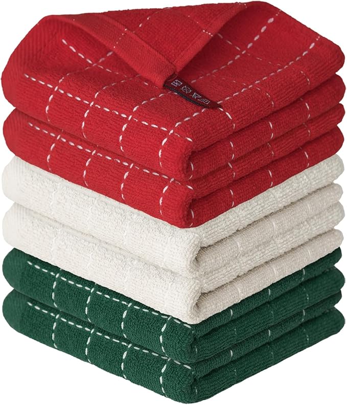 Artoid Mode Checkered Designed Cotton Terry Kitchen Dish Cloths, 12x12 Inch by ArtoidMode