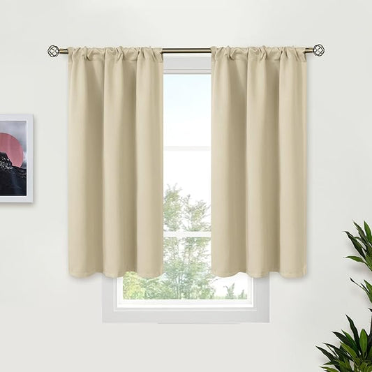 BGment Beige Blackout Curtains for Kitchen Cafe Window 34 x 40 Inch Long by BGment