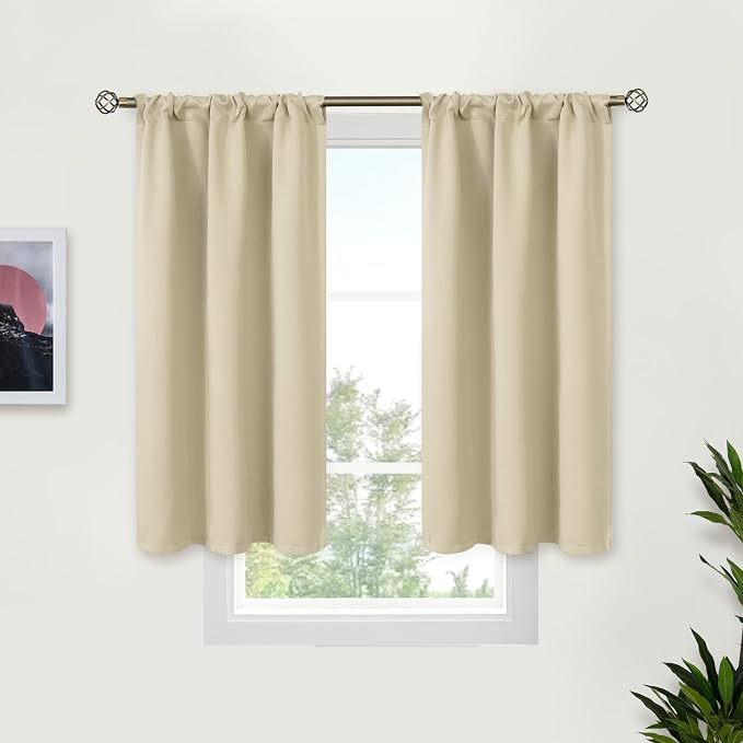 BGment Beige Blackout Curtains for Bedroom Kitchen 45 Inches Long by BGment