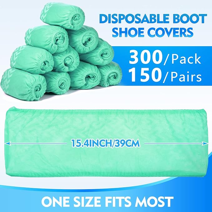 Zhanmai 300 Pack Disposable Shoe Covers Non Slip Disposable Large Foot Booties - Image 2