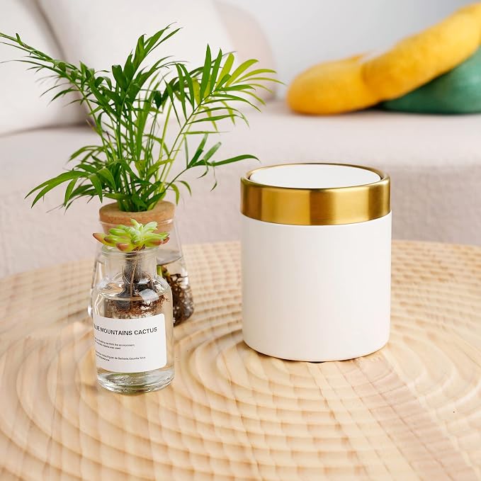 Mini Trash Can with Lid, Metal Small Tiny Mini Trash Bin Can, Mini Countertop - Image 2