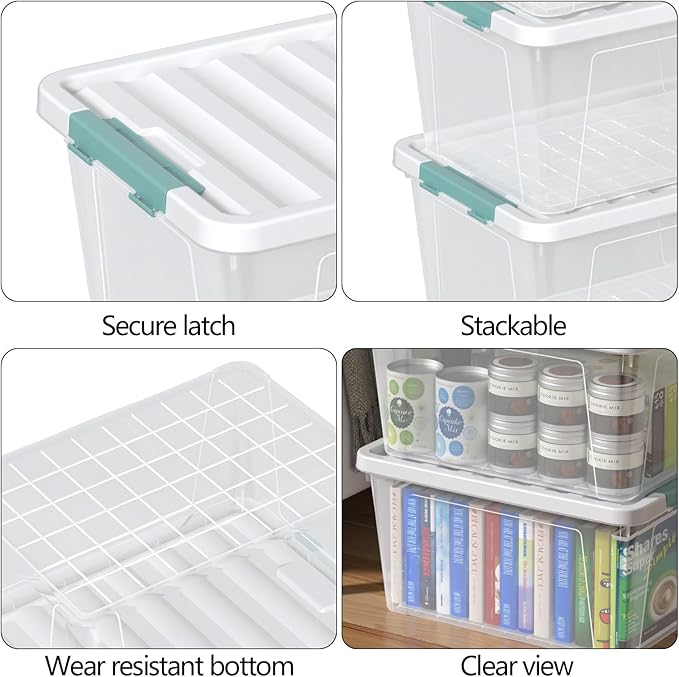 Zopnny 6-Pack 35 Quart Plastic Latch Storage Box - Image 3