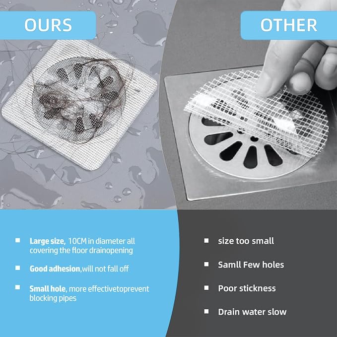 30pcs Disposable Shower Drain Hair Catcher Screen Sticker 4" X 4" Square Floor - Image 4